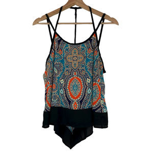 Vintage Boho Mandala Print Strappy Hi-Lo Tank Size S